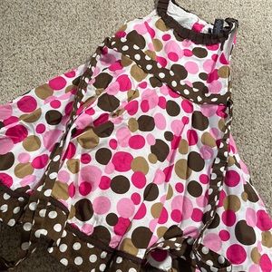 Girls Size 6 Pink and Brown Polka Dot Dress